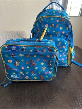 Simple Modern Kids Backpack and lunch with Paw Print Cartoon Design